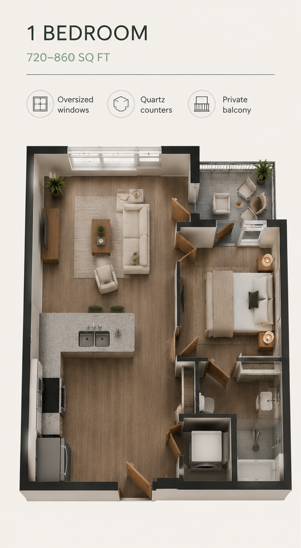 1 Bedroom floor plan